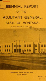 Biennial report of the Adjutant General, state of Montana_cover