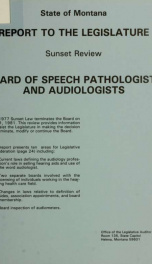 Board of Speech Pathologists and Audiologists, sunset review : report to the Legislature_cover