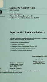 Department of Labor and Industry financial-compliance audit for the two fiscal years ended .._cover