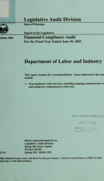 Department of Labor and Industry financial-compliance audit for the two fiscal years ended .._cover