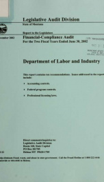 Department of Labor and Industry financial-compliance audit for the two fiscal years ended .._cover