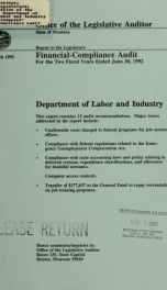 Department of Labor and Industry financial-compliance audit for the two fiscal years ended June 30,..._cover