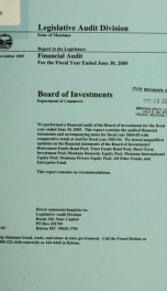 Board of Investments, Department of Commerce, financial audit for the fiscal year ended June 30 .._cover