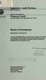 Board of Investments, Department of Commerce, financial audit for the fiscal year ended June 30 .._cover