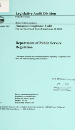 Department of Public Service Regulation financial-compliance audit for the two fiscal years ended June 30 .._cover