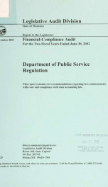 Department of Public Service Regulation financial-compliance audit for the two fiscal years ended June 30 .._cover