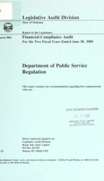 Department of Public Service Regulation financial-compliance audit for the two fiscal years ended June 30 .._cover