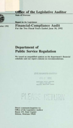 Department of Public Service Regulation financial-compliance audit report for the two fiscal years ended June 30 .._cover