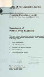 Department of Public Service Regulation financial-compliance audit report for the two fiscal years ended June 30 .._cover