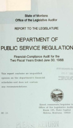 Department of Public Service Regulation financial-compliance audit report for the two fiscal years ended June 30 .._cover