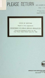 Department of Public Service Regulation financial-compliance audit report for the two fiscal years ended June 30 .._cover