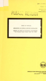 State of Montana, Department of Public Service Regulation report on audit of financial statements : two fiscal years ended June 30, 1982_cover