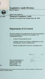 Department of Livestock financial-compliance audit for the two fiscal years ended .._cover