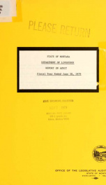 State of Montana, Department of Livestock, report on audit : fiscal year ended June 30, 1979_cover