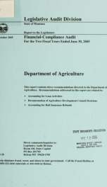 Department of Agriculture, financial-compliance audit for the two fiscal years ended ..._cover