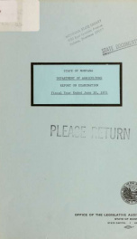 Department of Agriculture, report on examination, fiscal year ended June 30, 1971_cover