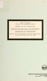 Montana Agricultural Loan Authority, Department of Agriculture : report on examination of financial statements, fiscal year ended.._cover