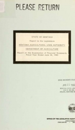 Montana Agricultural Loan Authority, Department of Agriculture : report on examination of financial statements, fiscal year ended.._cover