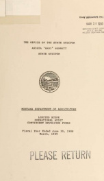 Montana Department of Agriculture : limited scope operational audit contingent revolving funds, fiscal year ended June 30, 1988_cover