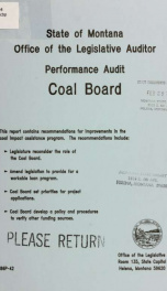 Montana Coal Board : performance audit_cover