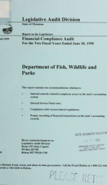 Department of Fish, Wildlife and Parks financial-compliance audit for the two fiscal years ended .._cover