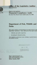 Department of Fish, Wildlife and Parks financial-compliance audit for the two fiscal years ended .._cover