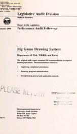 Big game drawing system, Department of Fish, Wildlife and Parks : performance audit follow-up_cover