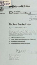 Big game drawing system, Department of Fish, Wildlife and Parks : performance audit report_cover
