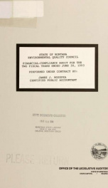 State of Montana, Environmental Quality Council, financial-compliance audit for the two fiscal years ended June 30, 1993_cover