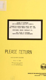 State of Montana, Environmental Quality Council, financial-compliance audit for the two fiscal years ended June 30, 1985_cover