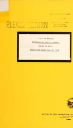 State of Montana, Environmental Quality Council, report on audit : fiscal year ended June 30, 1978_cover