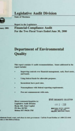 Department of Environmental Quality financial-compliance audit for the two fiscal years ended .._cover