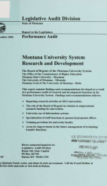 Montana University System research and development performance audit_cover