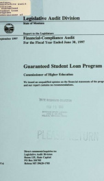 Guaranteed Student Loan Program, Commissioner of Higher Education financial-compliance audit for the fiscal year ended .._cover