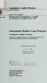 Guaranteed Student Loan Program, Commissioner of Higher Education financial-compliance audit for the fiscal year ended .._cover