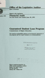 Guaranteed Student Loan Program, Commissioner of Higher Education financial audit for the fiscal year ended .._cover