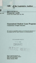 Guaranteed Student Loan Program, Commissioner of Higher Education financial audit for the fiscal year ended .._cover