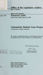 Guaranteed Student Loan Program, Commissioner of Higher Education financial audit for the fiscal year ended .._cover