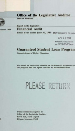 Guaranteed Student Loan Program, Commissioner of Higher Education financial audit for the fiscal year ended .._cover