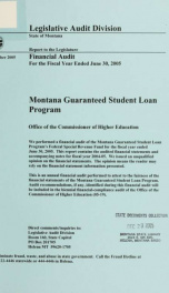 Guaranteed Student Loan Program, Commissioner of Higher Education financial audit for the fiscal year ended .._cover