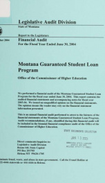 Guaranteed Student Loan Program, Commissioner of Higher Education financial audit for the fiscal year ended .._cover