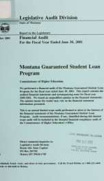 Guaranteed Student Loan Program, Commissioner of Higher Education financial audit for the fiscal year ended .._cover