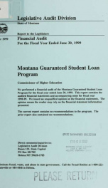 Guaranteed Student Loan Program, Commissioner of Higher Education financial audit for the fiscal year ended .._cover