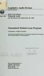 Guaranteed Student Loan Program, Commissioner of Higher Education financial audit for the fiscal year ended .._cover