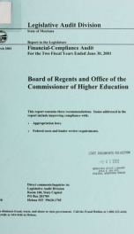 Board of Regents and Commissioner of Higher Education financial-compliance audit for the two fiscal years ended June 30 ..._cover