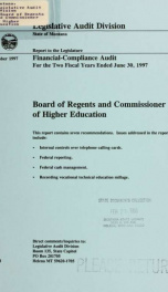 Board of Regents and Commissioner of Higher Education financial-compliance audit for the two fiscal years ended June 30 ..._cover