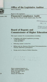 The Board of Regents and the Commissioner of Higher Education financial-compliance audit for the two fiscal years ended June 30 ..._cover