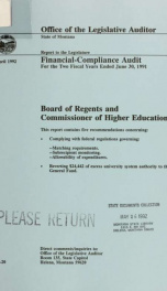 The Board of Regents and the Commissioner of Higher Education financial-compliance audit for the two fiscal years ended June 30 ..._cover