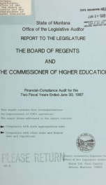 The Board of Regents and the Commissioner of Higher Education financial-compliance audit for the two fiscal years ended June 30 ..._cover