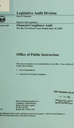 Office of Public Instruction financial-compliance audit for the two fiscal years ended ..._cover